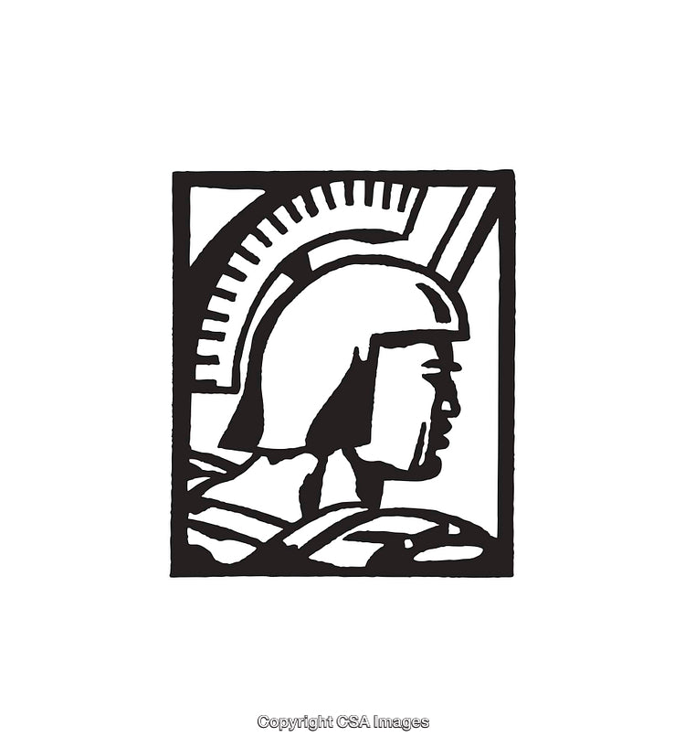 Ancient Warrior Line Art Illustration In Black And White
