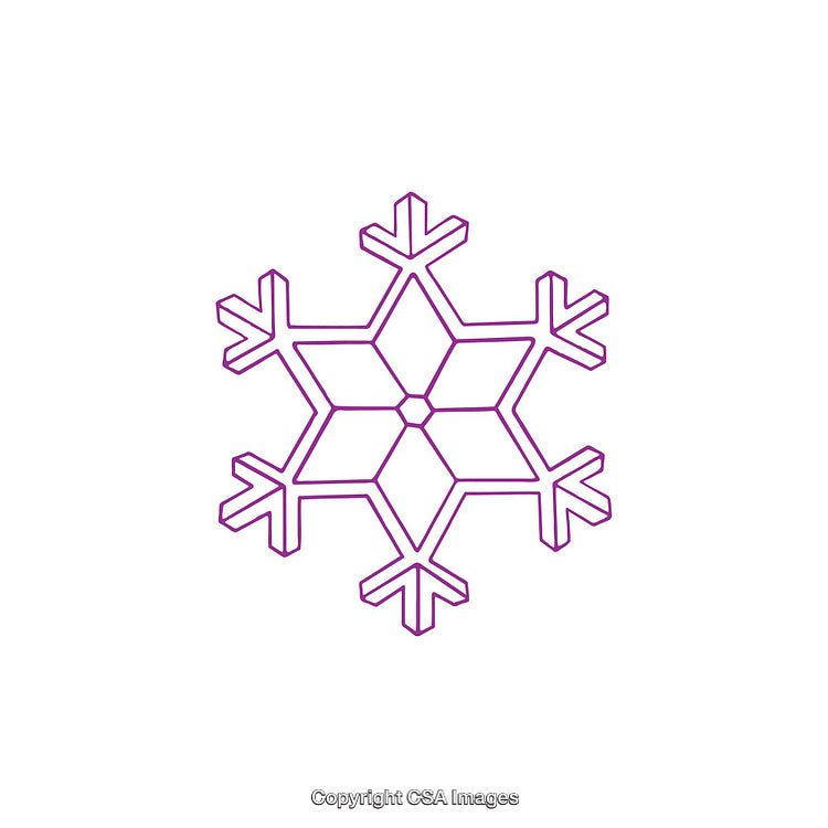 Purple Snowflake Line Art on a White Background