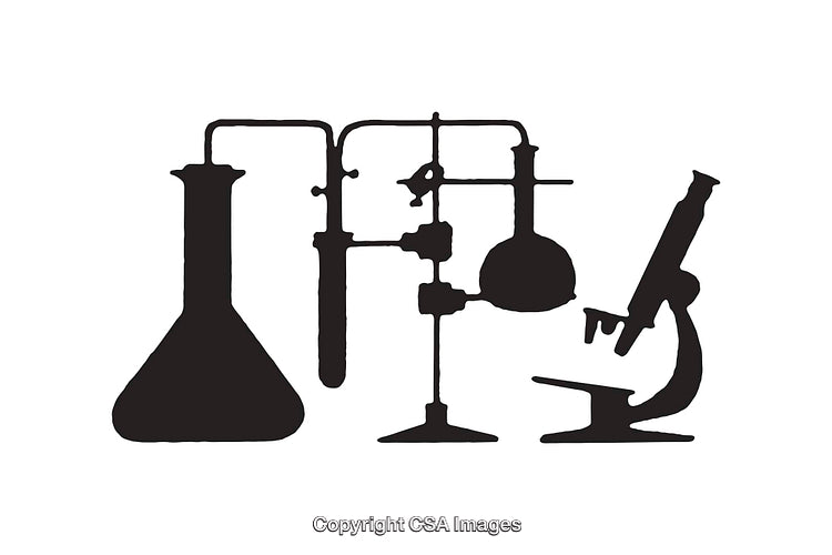 Black and White Science Equipment Silhouette Icons