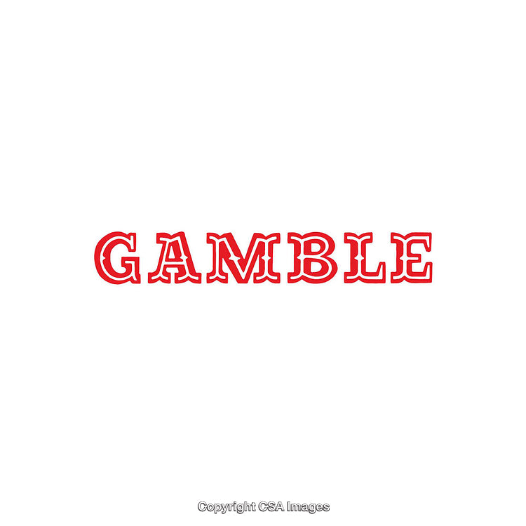 Gamble Word Graphic in Red Font on White Background