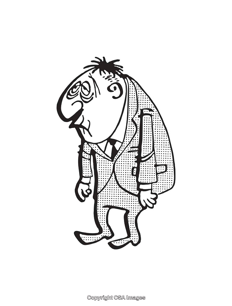Quirky Cartoon Drawing of a Character in a Business Suit
