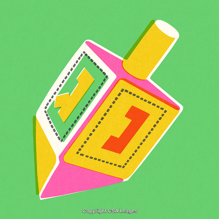 Colorful Dreidel on Green Background for Festive Hanukkah Decoration