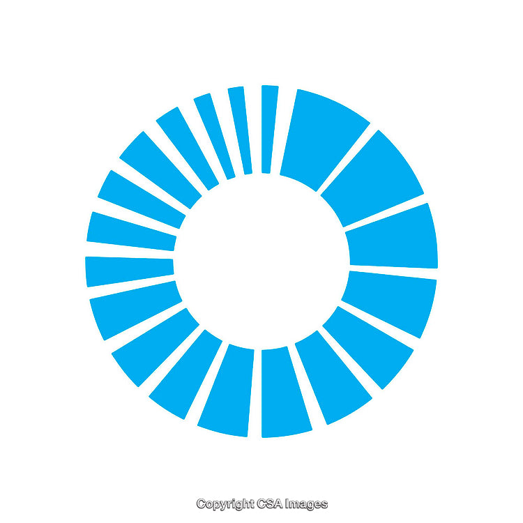 Blue Circular Abstract Shape with Radial Pattern on White Background