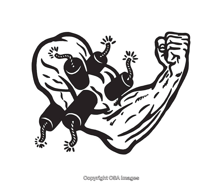 Dynamic Black-and-White Illustration of Muscle and Explosive Dynamism