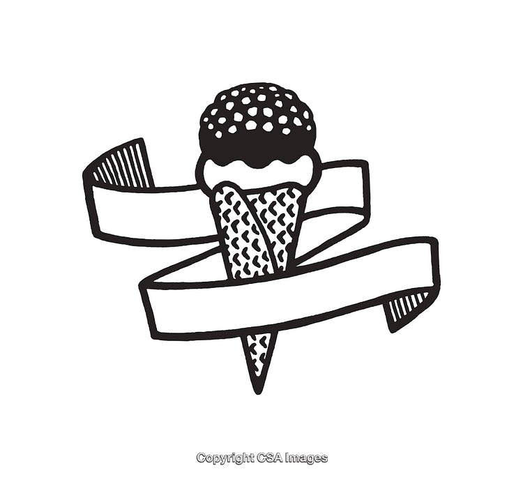 Hand-Drawn Ice Cream with Blank Banner for Customization