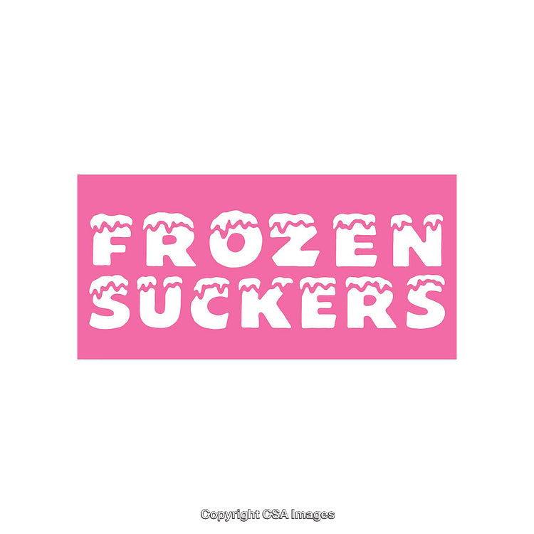 Vibrant Typography Design Featuring Frozen Suckers Label on a Pink Background