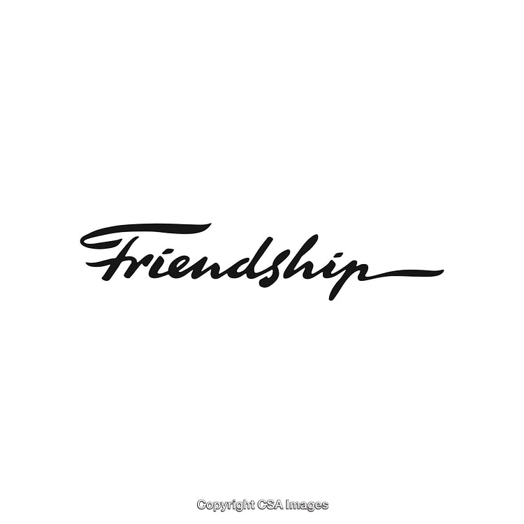 Elegant Calligraphy of the Word Friendship on a White Background