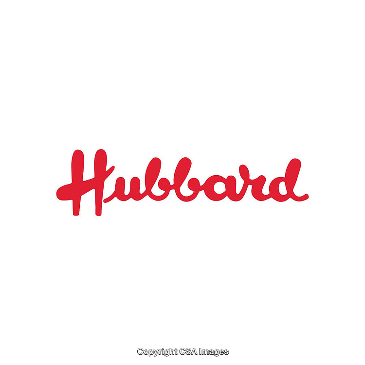 Hubbard Logo in Red Cursive Font on a White Background