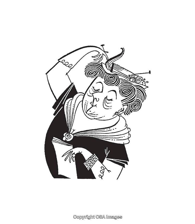 Black and White Line Art of a Woman in a Graceful Pose