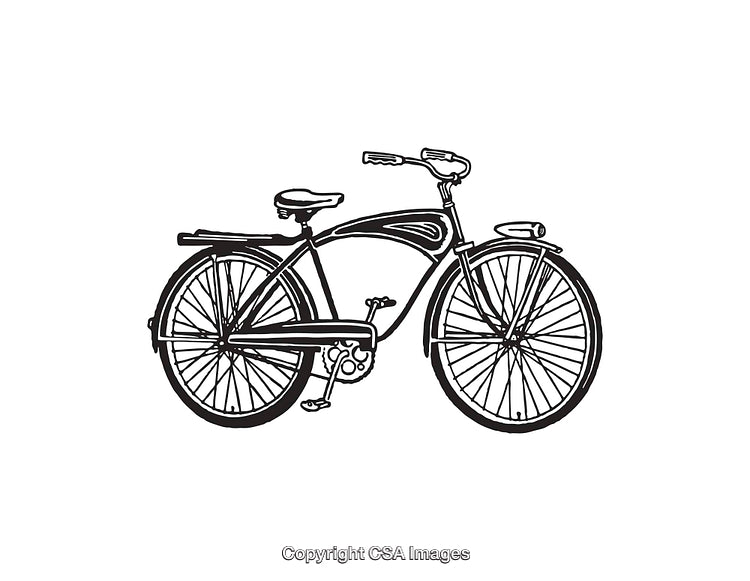 Vintage Bicycle Illustration in Black and White Line Art