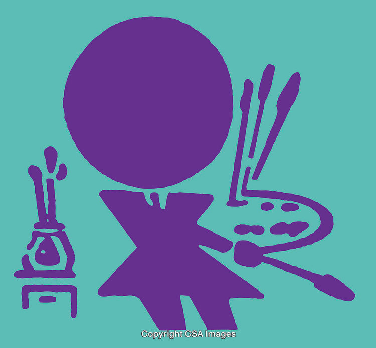 Creative Abstract Painter Illustration with Brush, Palette, and Easel