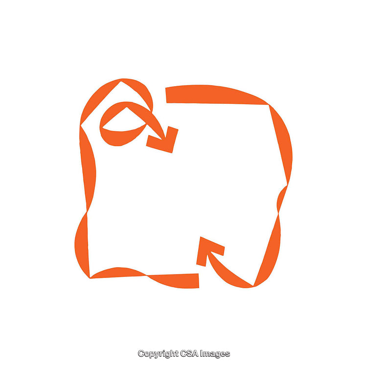 Abstract Orange Arrows Forming a Loop Design Isolated on White
