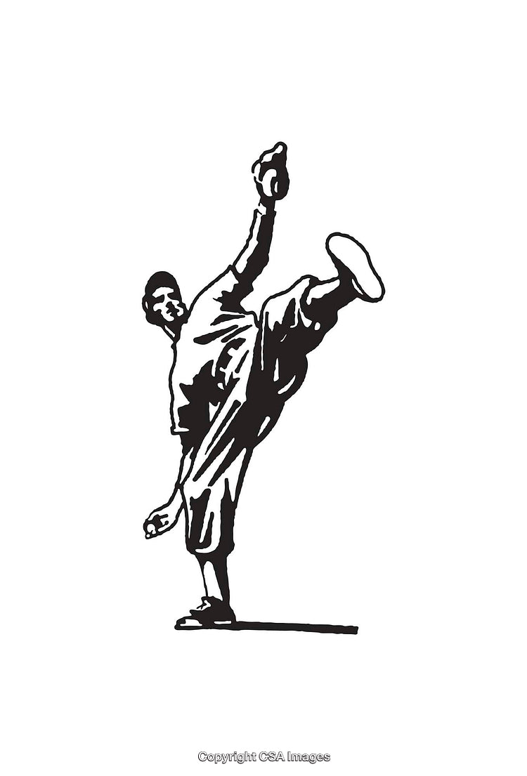 Dynamic Black and White Illustration of a Sporty Action Pose