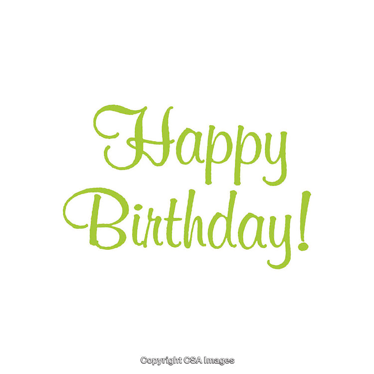 Green Happy Birthday Text on a Clean White Background