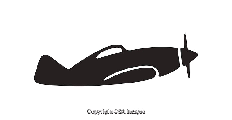 Silhouette Icon of a Vintage Airplane with Propeller Design