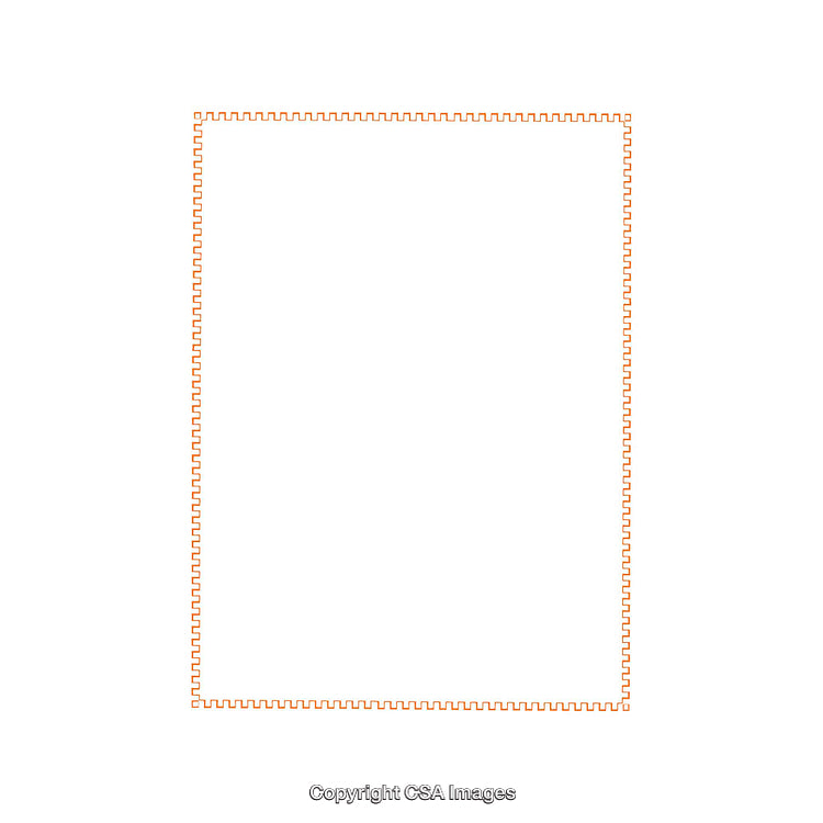 Decorative Orange Frame with Geometrically Styled Borders on a White Background
