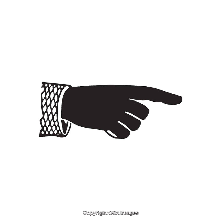 Vintage Illustration of a Pointing Hand Silhouette in Black and White