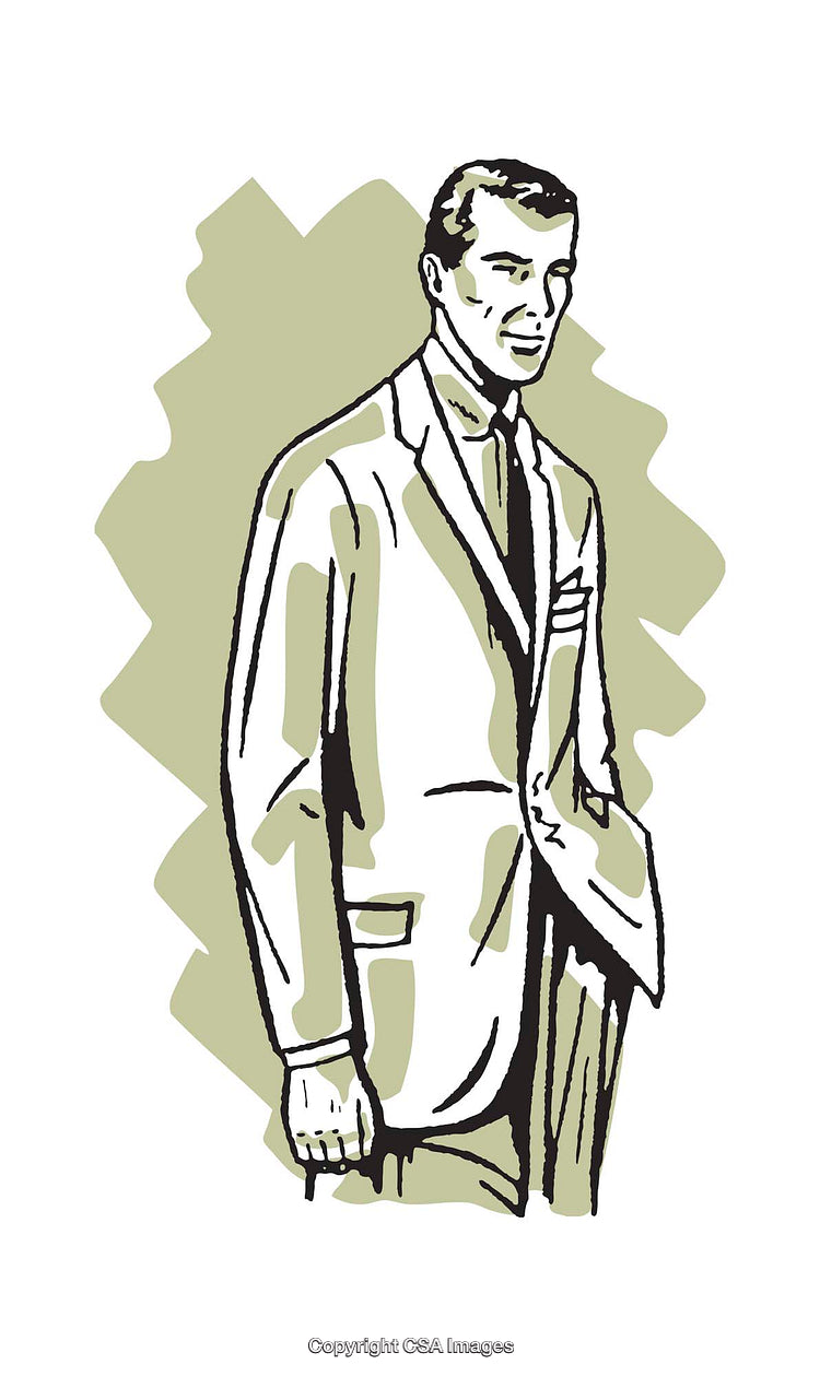Retro Illustration of a Man in a Suit with a Stylish Pose