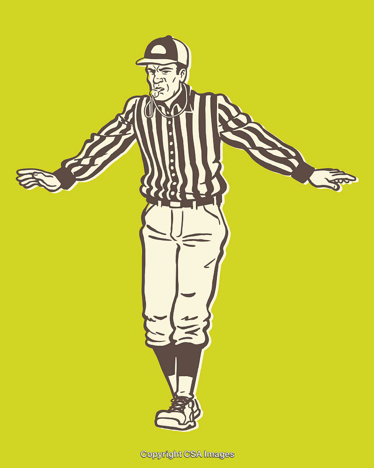 Illustration of a Referee Making a Gesture on Color Background