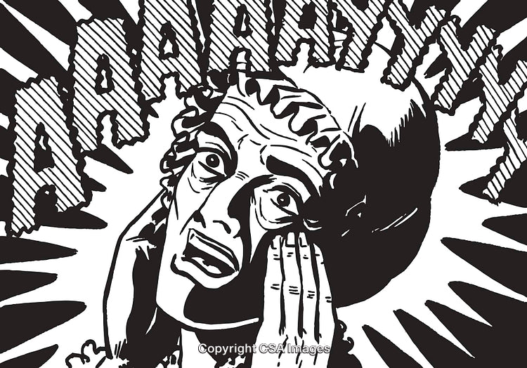 Retro Comic Art Depicting Surprise and Panic with Bold Expression