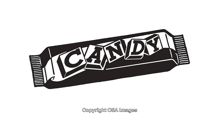 Black and White Line Art of Candy Wrapper Illustration