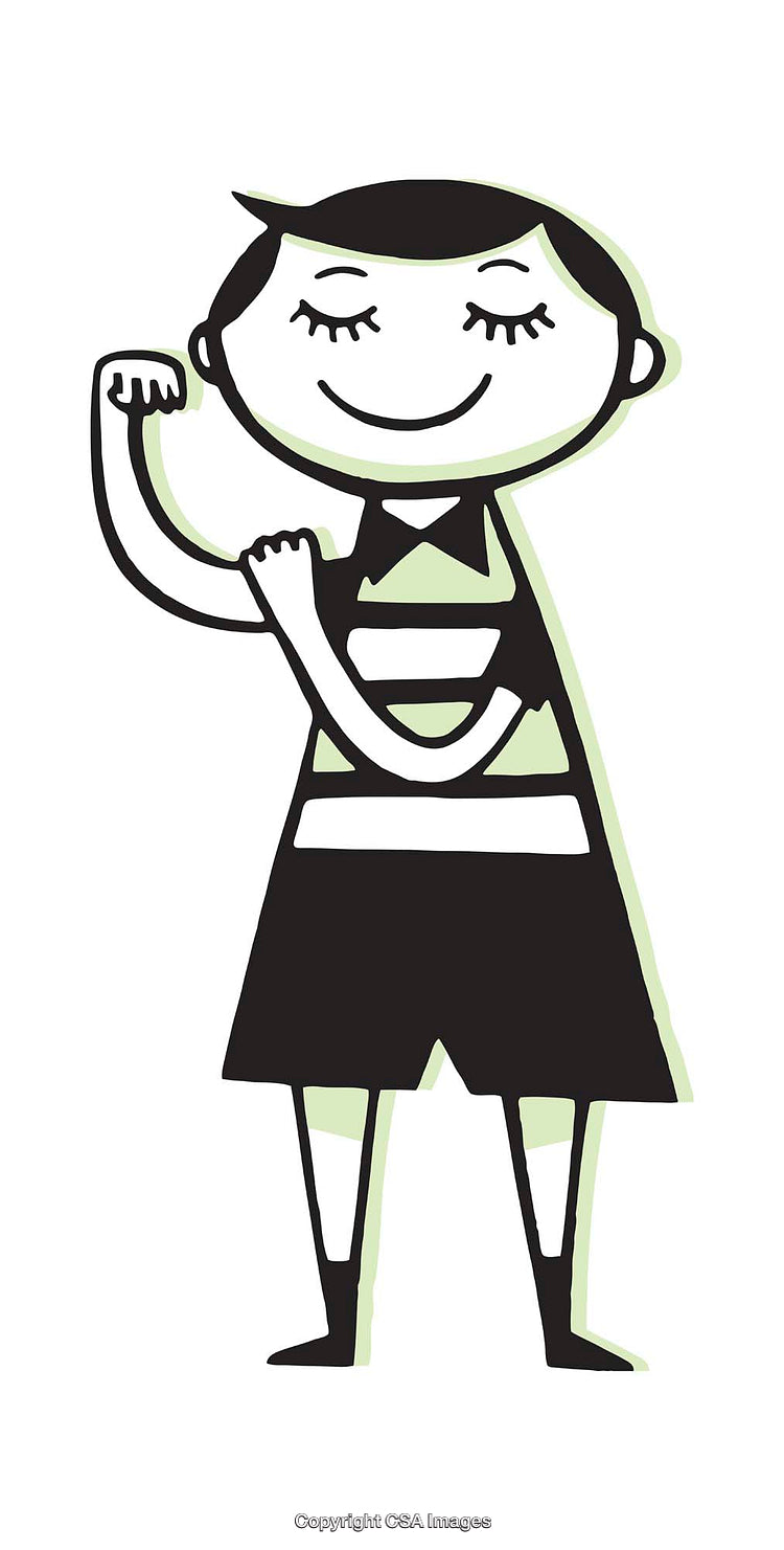 Colorful Illustration of a Confident Child Flexing Their Arms in Strength