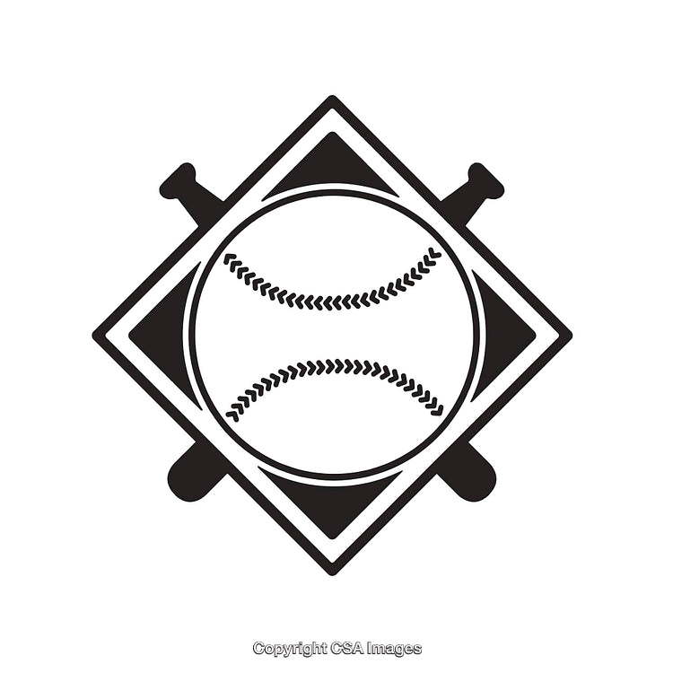 Black and White Baseball Logo With Bats and Ball Illustration