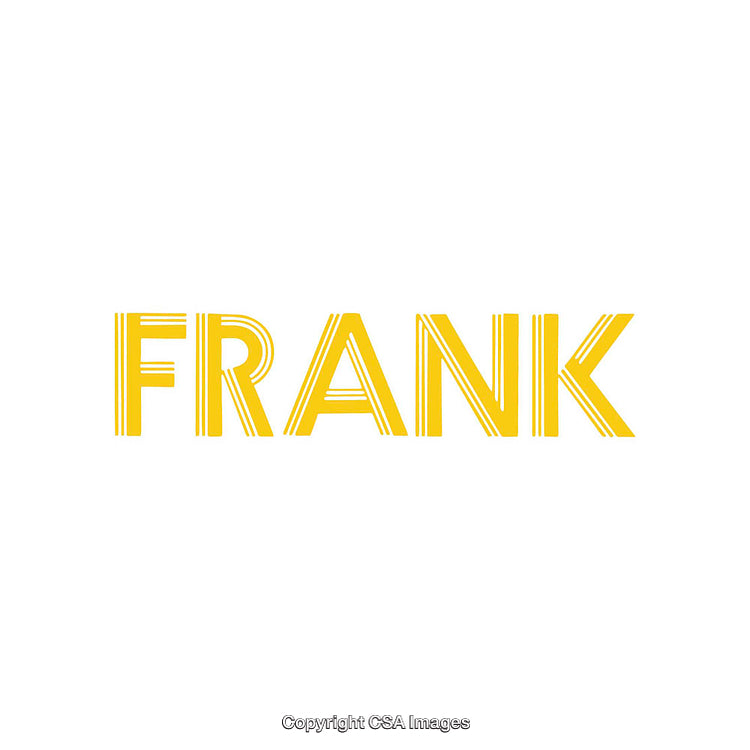 Yellow Text Art Featuring the Word 'Frank' on White Background
