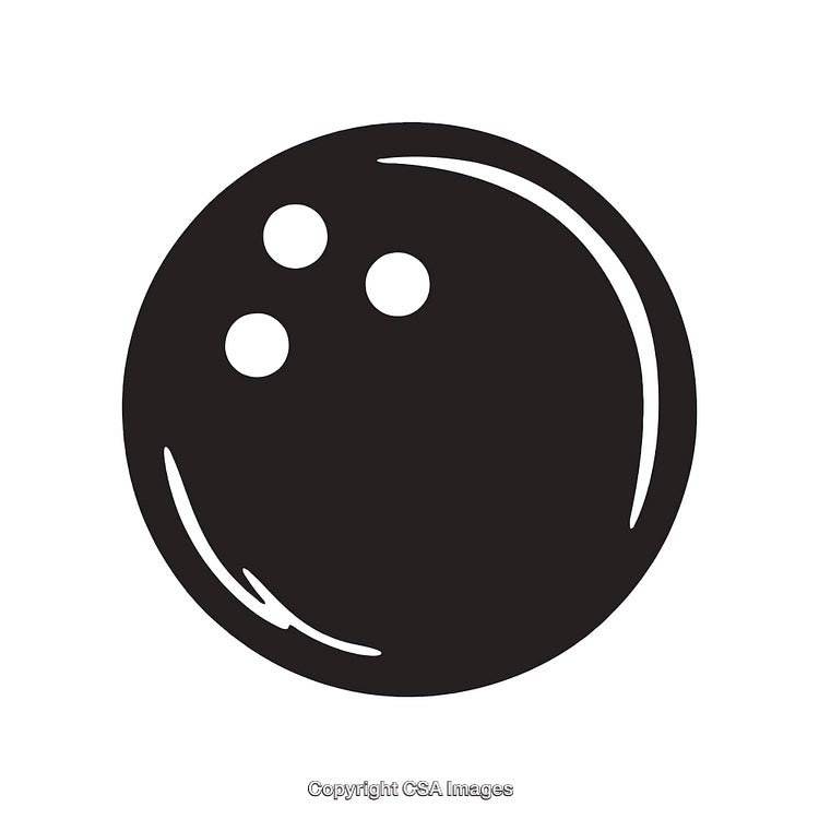 Minimalistic Black and White Illustration of a Classic Bowling Ball