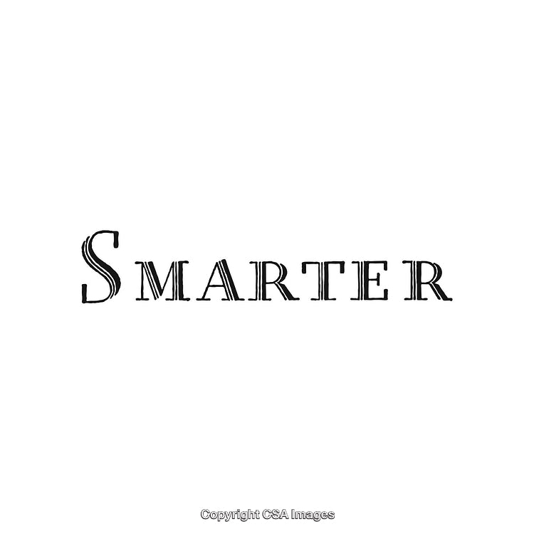 Elegant Calligraphy Black Text Spelling the Word Smarter on White Background