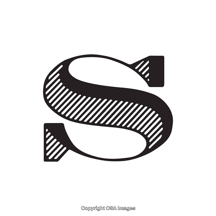 Elegant Monochromatic Letter S With Hatch Line Detailing