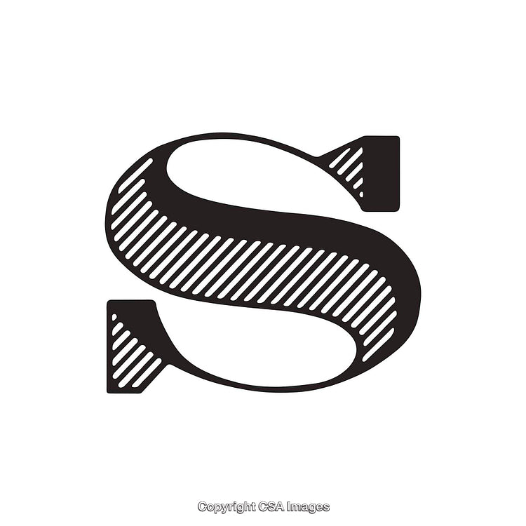 Elegant Monochromatic Letter S With Hatch Line Detailing