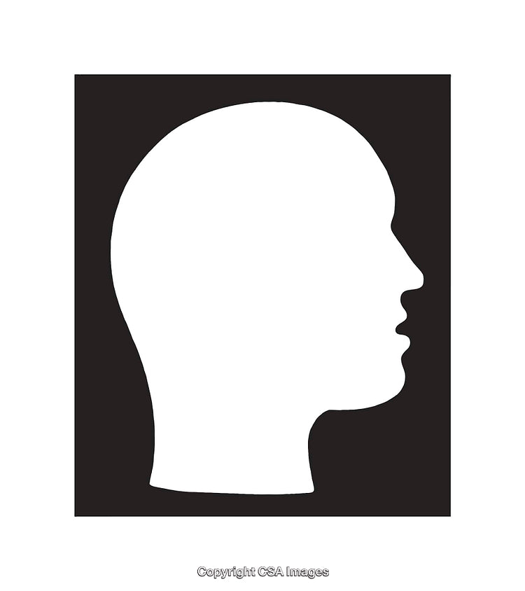 Silhouette Profile of a Human Head in Black and White Art