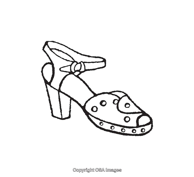 Black and White Line Art Illustration of a Stylish High Heel Shoe