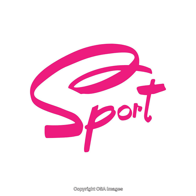 Stylized Pink Sport Logo with Modern Typography on White Background