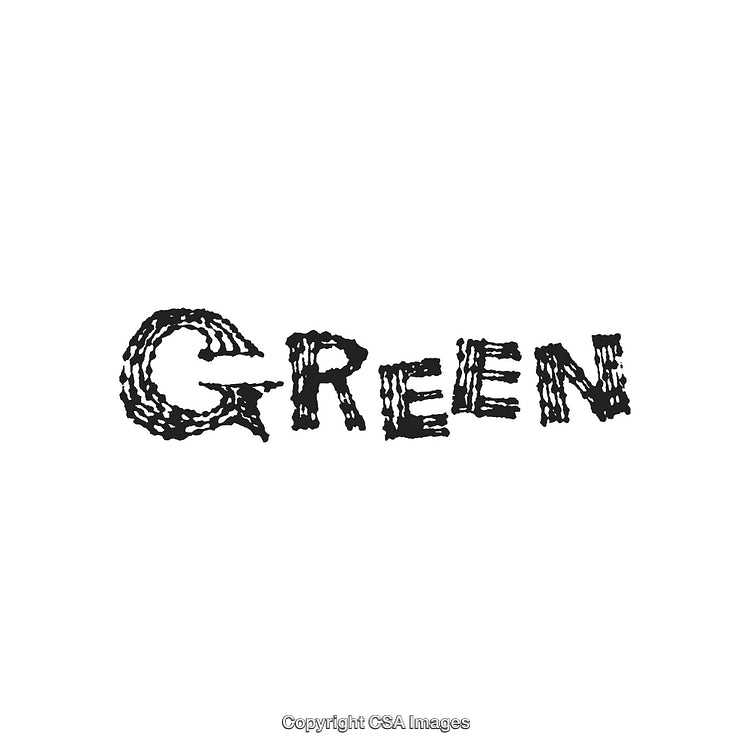 Stylized Text Depicting the Word 'Green' in Black Ink Brush Style Art