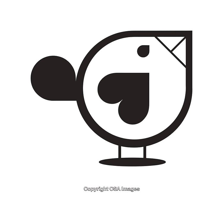 Simple Black And White Bird Icon With Stylish Heart Form