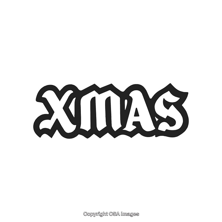Xmas-Themed Decorative Typographic Illustration in Black and White Style