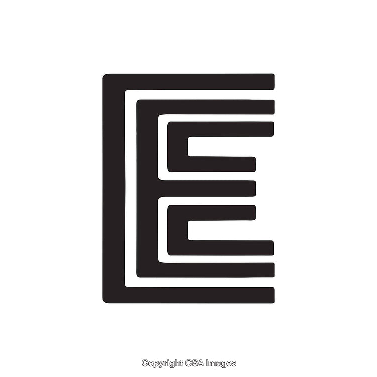Abstract Black and White Design Featuring the Letter E in a Geometric Style
