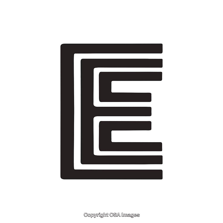 Abstract Black and White Design Featuring the Letter E in a Geometric Style