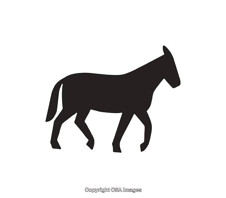 Silhouette of a Donkey in Black on a White Background