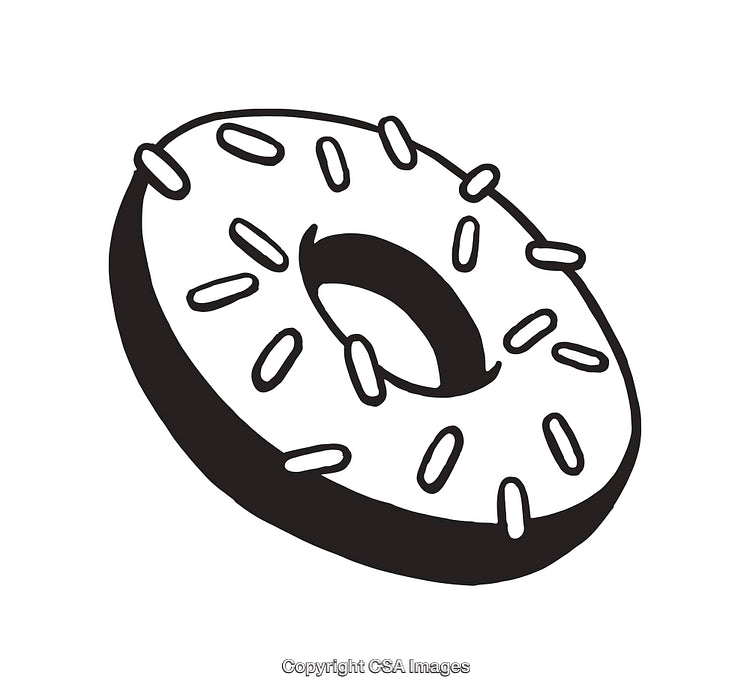 Black And White Donut Line Art Illustration With Sprinkles