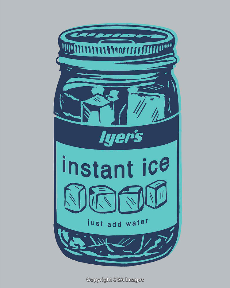 Blue and Aqua Jar Illustration Featuring Instant Ice Concept