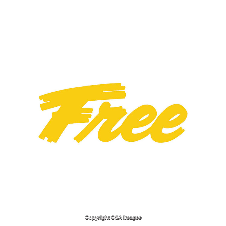 Yellow Free Text on a Clean White Background Isolated