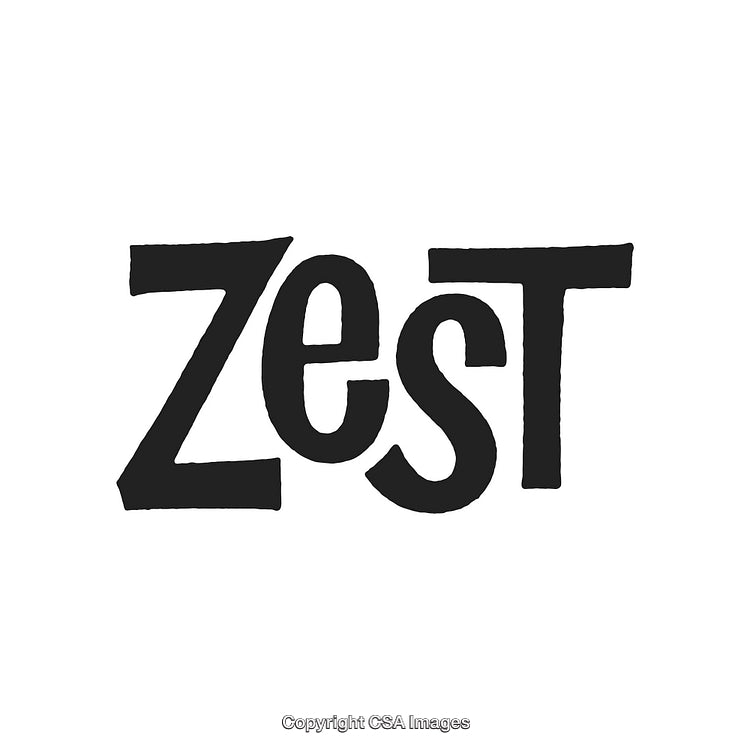 Bold Text Design Featuring the Word Zest in Artistic Font