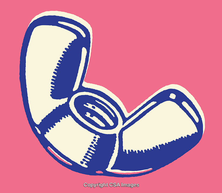 Color Illustration of a Pipe Fitting on a Pink Background