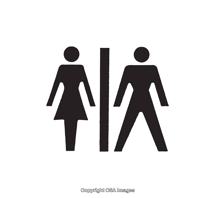 Black and White Restroom Gender Symbols for Male and Female