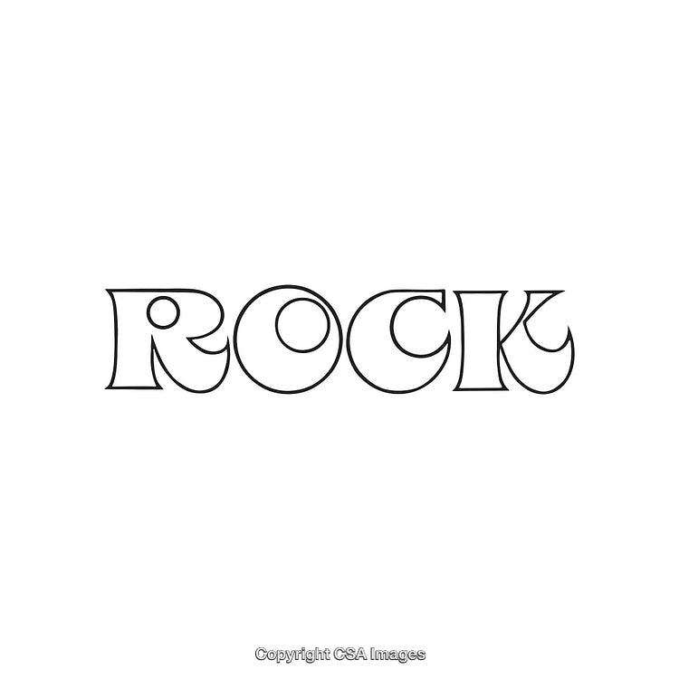 Outlined Retro Styled Rock Typography Isolated on White Background