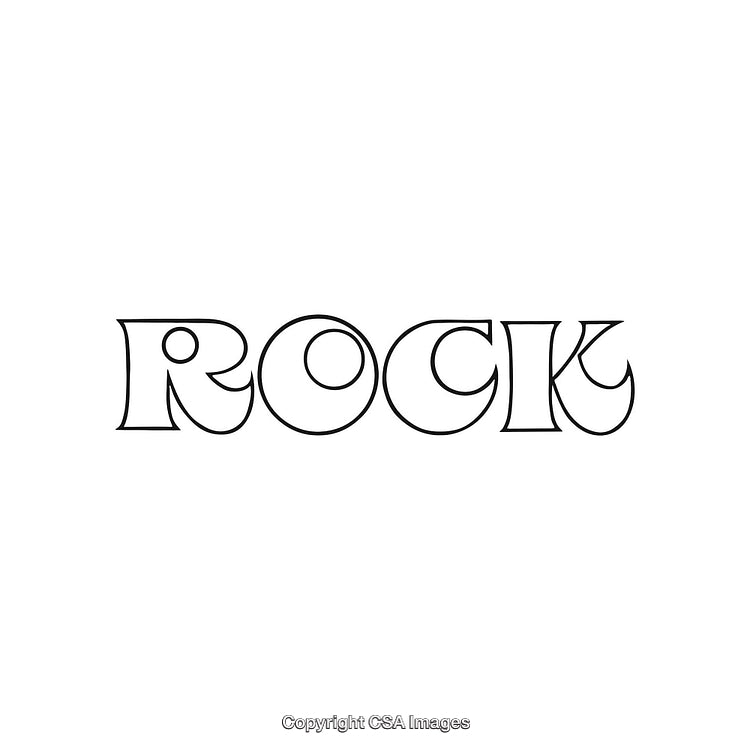 Outlined Retro Styled Rock Typography Isolated on White Background