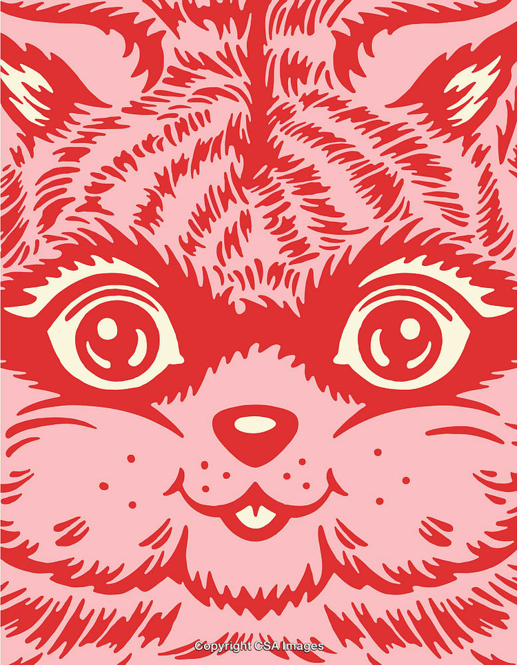 Colorful Line Art Illustration of a Cheerful Cat Face Close-Up